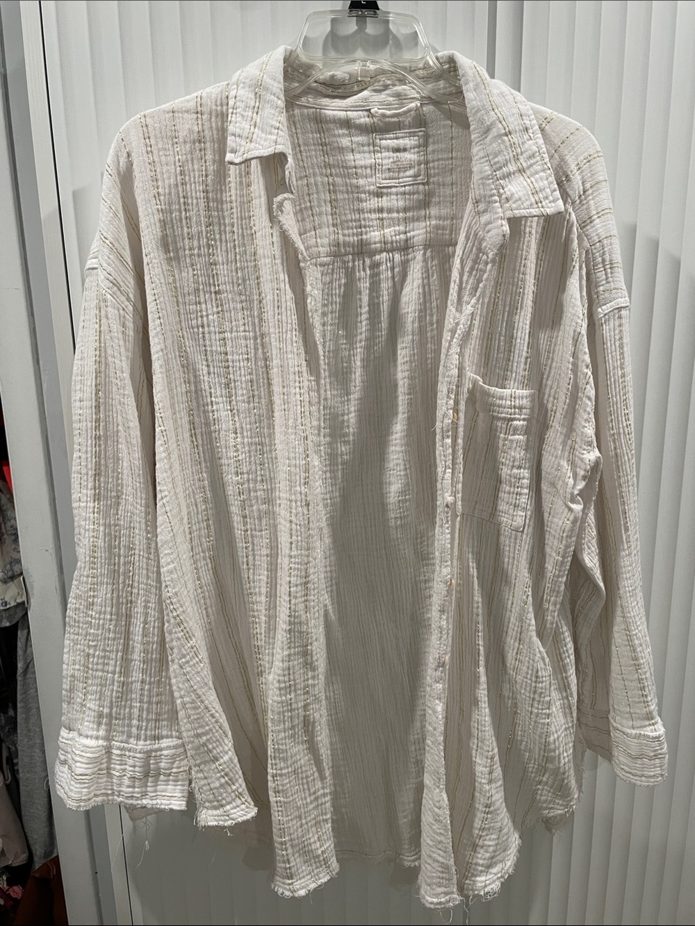 Arie Top with Metallic Gold Stripe Accents